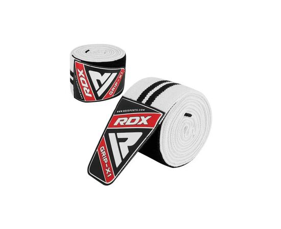 Бинт для спорта RDX на коліна K1 GYM Knee Wraps White/Black Plus (WAH-K1W+), изображение 2 Бинт для спорта RDX на коліна K1 GYM Knee Wraps White/Black Plus (WAH-K1W+), изображение 2