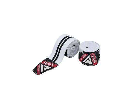 Бинт для спорта RDX на коліна K1 GYM Knee Wraps White/Black Plus (WAH-K1W+), изображение 4 Бинт для спорта RDX на коліна K1 GYM Knee Wraps White/Black Plus (WAH-K1W+), изображение 4