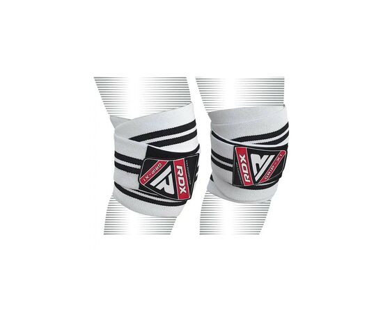 Бинт для спорта RDX на коліна K1 GYM Knee Wraps White/Black Plus (WAH-K1W+), изображение 5 Бинт для спорта RDX на коліна K1 GYM Knee Wraps White/Black Plus (WAH-K1W+), изображение 5