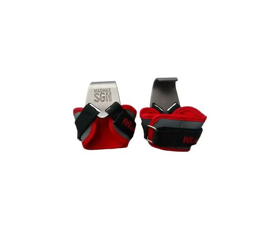 Крюки для тяги на запястья MadMax MFA-330 Lat Hooks Antic silver/Grey/Red (MFA-330-U), изображение 2 Крюки для тяги на запястья MadMax MFA-330 Lat Hooks Antic silver/Grey/Red (MFA-330-U), изображение 2