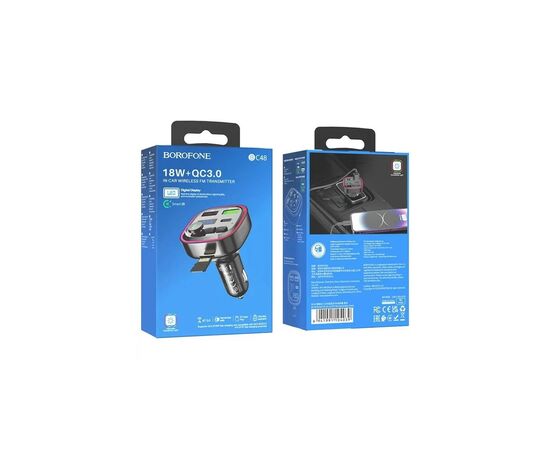 FM модулятор BOROFONE BC48 Broad 2 USB, USB Type-C Black (BC48B), изображение 7 FM модулятор BOROFONE BC48 Broad 2 USB, USB Type-C Black (BC48B), изображение 7