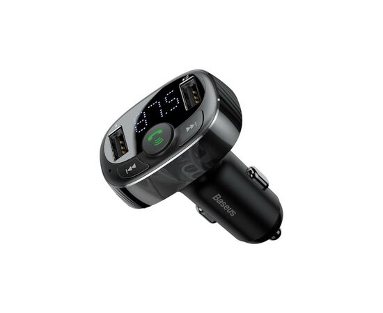 FM модулятор Baseus T Shaped S-09A 2 х USB Type-A, microSD Black (CCMT000001), изображение 2 FM модулятор Baseus T Shaped S-09A 2 х USB Type-A, microSD Black (CCMT000001), изображение 2