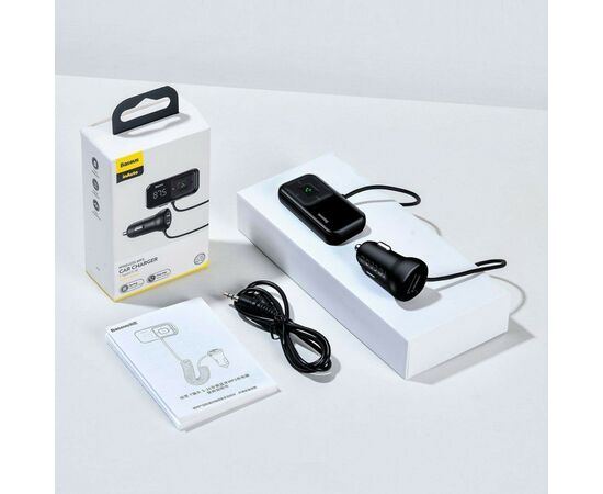 FM модулятор Baseus T Shaped S-16 2 х USB Type-A, microSD, AUX Black (CCMT000201), изображение 5 FM модулятор Baseus T Shaped S-16 2 х USB Type-A, microSD, AUX Black (CCMT000201), изображение 5