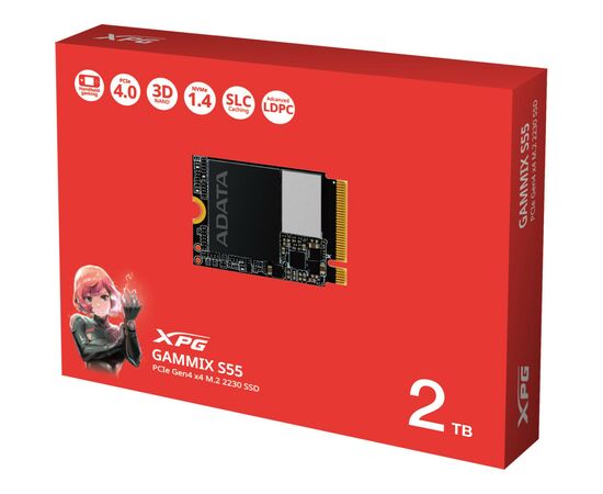 Накопитель SSD M.2 2230 2TB GAMMIX S55 ADATA (SGAMMIXS55-2T-C), изображение 3 Накопитель SSD M.2 2230 2TB GAMMIX S55 ADATA (SGAMMIXS55-2T-C), изображение 3