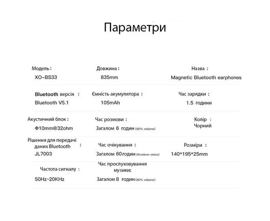 Наушники XO BS33 Sport Black (XO-BS33-BK), изображение 5 Наушники XO BS33 Sport Black (XO-BS33-BK), изображение 5