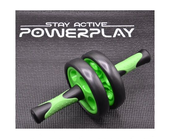 Ролик для пресса PowerPlay подвійний Dual-Core Ab Wheel Чорно-зелений (PP_4327_Black/Green), изображение 5 Ролик для пресса PowerPlay подвійний Dual-Core Ab Wheel Чорно-зелений (PP_4327_Black/Green), изображение 5