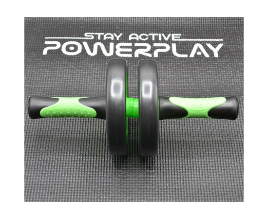 Ролик для пресса PowerPlay подвійний Dual-Core Ab Wheel Чорно-зелений (PP_4327_Black/Green), изображение 6 Ролик для пресса PowerPlay подвійний Dual-Core Ab Wheel Чорно-зелений (PP_4327_Black/Green), изображение 6