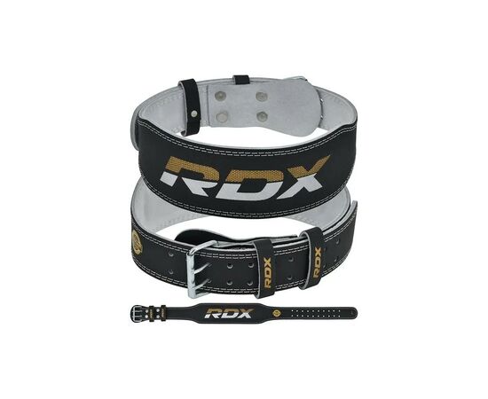 Атлетический пояс RDX 4 шкіряний Black Gold S (WBS-4RB-S)