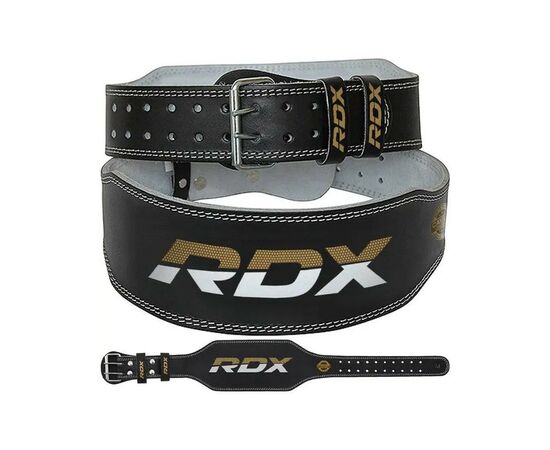 Атлетический пояс RDX 6 шкіряний Black Gold S (WBS-6RB-S)