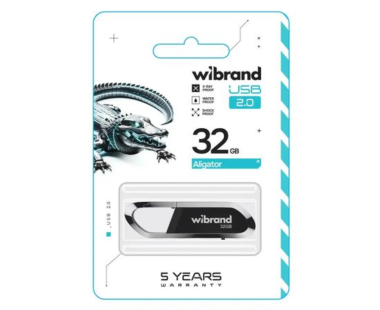 USB флеш накопитель Wibrand 32GB Aligator Black USB 2.0 (WI2.0/AL32U7B), изображение 2 USB флеш накопитель Wibrand 32GB Aligator Black USB 2.0 (WI2.0/AL32U7B), изображение 2