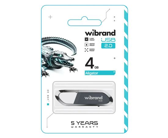 USB флеш накопитель Wibrand 4GB Aligator Grey USB 2.0 (WI2.0/AL4U7G), изображение 2