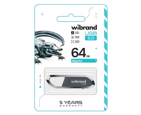 USB флеш накопитель Wibrand 64GB Aligator Grey USB 2.0 (WI2.0/AL64U7G), изображение 2 USB флеш накопитель Wibrand 64GB Aligator Grey USB 2.0 (WI2.0/AL64U7G), изображение 2