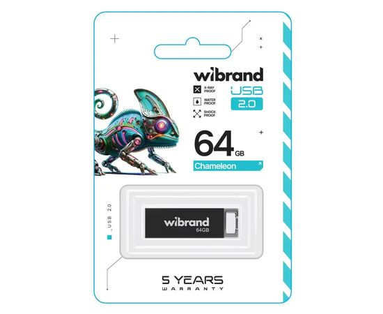 USB флеш накопитель Wibrand 64GB Chameleon Black USB 2.0 (WI2.0/CH64U6B), изображение 2 USB флеш накопитель Wibrand 64GB Chameleon Black USB 2.0 (WI2.0/CH64U6B), изображение 2
