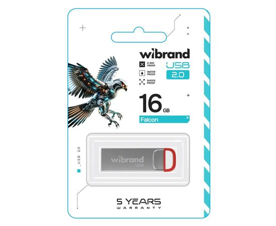 USB флеш накопитель Wibrand 16GB Falcon Silver-Red USB 2.0 (WI2.0/FA16U7R), изображение 2 USB флеш накопитель Wibrand 16GB Falcon Silver-Red USB 2.0 (WI2.0/FA16U7R), изображение 2