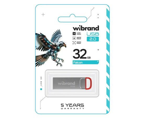 USB флеш накопичувач Wibrand 32GB Falcon Silver-Red USB 2.0 (WI2.0/FA32U7R), зображення 2 USB флеш накопичувач Wibrand 32GB Falcon Silver-Red USB 2.0 (WI2.0/FA32U7R), зображення 2