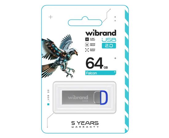 USB флеш накопичувач Wibrand 64GB Falcon Silver-Blue USB 2.0 (WI2.0/FA64U7U), зображення 2 USB флеш накопичувач Wibrand 64GB Falcon Silver-Blue USB 2.0 (WI2.0/FA64U7U), зображення 2