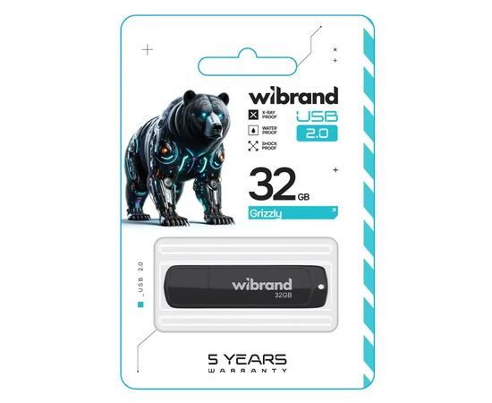 USB флеш накопитель Wibrand 32GB Grizzly Black USB 2.0 (WI2.0/GR32P3B), изображение 2 USB флеш накопитель Wibrand 32GB Grizzly Black USB 2.0 (WI2.0/GR32P3B), изображение 2