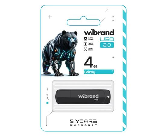 USB флеш накопитель Wibrand 4GB Grizzly Black USB 2.0 (WI2.0/GR4P3B), изображение 2 USB флеш накопитель Wibrand 4GB Grizzly Black USB 2.0 (WI2.0/GR4P3B), изображение 2