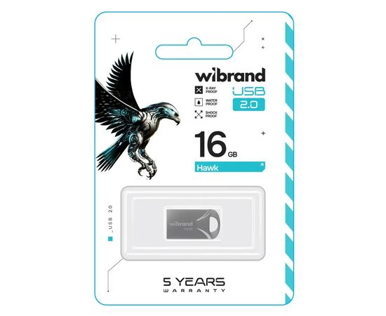 USB флеш накопитель Wibrand 16GB Hawk Silver USB 2.0 (WI2.0/HA16M1S), изображение 2 USB флеш накопитель Wibrand 16GB Hawk Silver USB 2.0 (WI2.0/HA16M1S), изображение 2