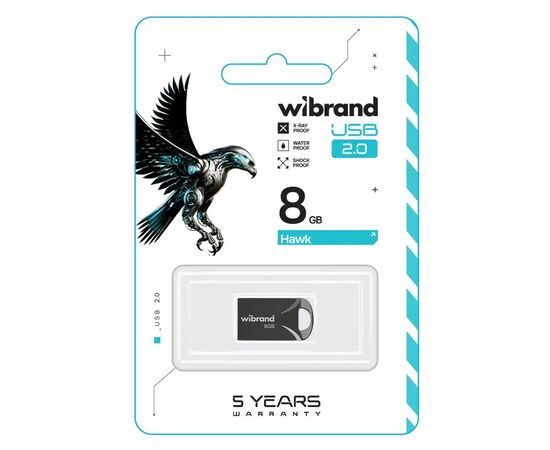 USB флеш накопитель Wibrand 8GB Hawk Black USB 2.0 (WI2.0/HA8M1B), изображение 2 USB флеш накопитель Wibrand 8GB Hawk Black USB 2.0 (WI2.0/HA8M1B), изображение 2
