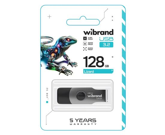 USB флеш накопитель Wibrand 128GB Lizard Black USB 3.2 Gen 1 (USB 3.0) (WI3.2/LI128P9B), изображение 3 USB флеш накопитель Wibrand 128GB Lizard Black USB 3.2 Gen 1 (USB 3.0) (WI3.2/LI128P9B), изображение 3