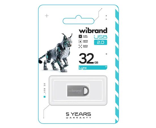 USB флеш накопитель Wibrand 32GB lynx Silver USB 2.0 (WI2.0/LY32M2S), изображение 2 USB флеш накопитель Wibrand 32GB lynx Silver USB 2.0 (WI2.0/LY32M2S), изображение 2