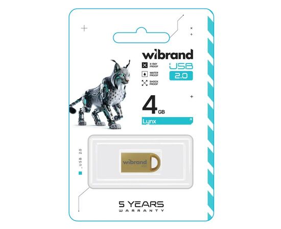 USB флеш накопичувач Wibrand 4GB lynx Gold USB 2.0 (WI2.0/LY4M2G), зображення 2 USB флеш накопичувач Wibrand 4GB lynx Gold USB 2.0 (WI2.0/LY4M2G), зображення 2