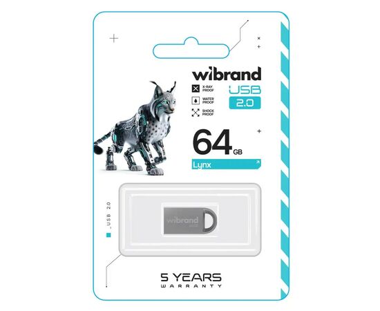 USB флеш накопитель Wibrand 64GB lynx Silver USB 2.0 (WI2.0/LY64M2S), изображение 2 USB флеш накопитель Wibrand 64GB lynx Silver USB 2.0 (WI2.0/LY64M2S), изображение 2