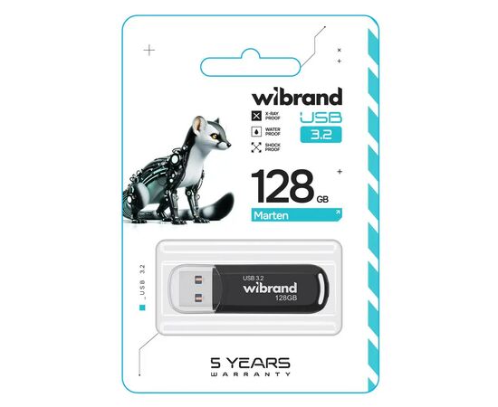 USB флеш накопитель Wibrand 128GB Marten Black USB 3.2 Gen 1 (USB 3.0) (WI3.2/MA128P10B), изображение 2 USB флеш накопитель Wibrand 128GB Marten Black USB 3.2 Gen 1 (USB 3.0) (WI3.2/MA128P10B), изображение 2