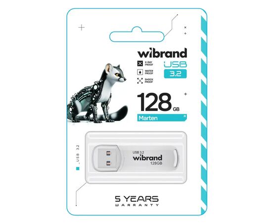 USB флеш накопитель Wibrand 128GB Marten White USB 3.2 Gen 1 (USB 3.0) (WI3.2/MA128P10W), изображение 2 USB флеш накопитель Wibrand 128GB Marten White USB 3.2 Gen 1 (USB 3.0) (WI3.2/MA128P10W), изображение 2