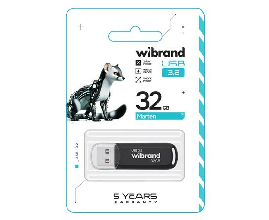 USB флеш накопитель Wibrand 32GB Marten Black USB 3.2 Gen 1 (USB 3.0) (WI3.2/MA32P10B), изображение 2 USB флеш накопитель Wibrand 32GB Marten Black USB 3.2 Gen 1 (USB 3.0) (WI3.2/MA32P10B), изображение 2