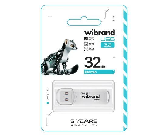 USB флеш накопитель Wibrand 32GB Marten White USB 3.2 Gen 1 (USB 3.0) (WI3.2/MA32P10W), изображение 2 USB флеш накопитель Wibrand 32GB Marten White USB 3.2 Gen 1 (USB 3.0) (WI3.2/MA32P10W), изображение 2