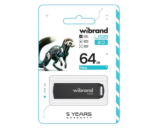 USB флеш накопитель Wibrand 64GB Mink Black USB 2.0 (WI2.0/MI64P4B), изображение 2 USB флеш накопитель Wibrand 64GB Mink Black USB 2.0 (WI2.0/MI64P4B), изображение 2