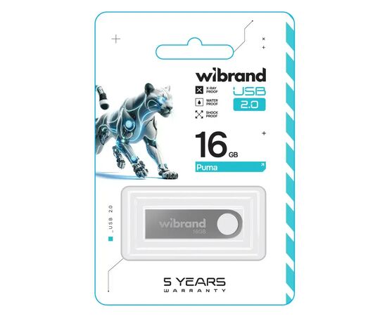 USB флеш накопитель Wibrand 16GB Puma Silver USB 2.0 (WI2.0/PU16U1S), изображение 2 USB флеш накопитель Wibrand 16GB Puma Silver USB 2.0 (WI2.0/PU16U1S), изображение 2