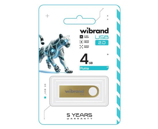 USB флеш накопитель Wibrand 4GB Puma Gold USB 2.0 (WI2.0/PU4U1G), изображение 2 USB флеш накопитель Wibrand 4GB Puma Gold USB 2.0 (WI2.0/PU4U1G), изображение 2