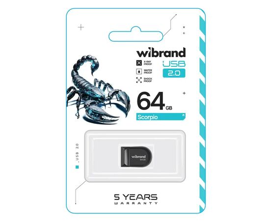 USB флеш накопитель Wibrand 64GB Scorpio Black USB 2.0 (WI2.0/SC64M3B), изображение 2 USB флеш накопитель Wibrand 64GB Scorpio Black USB 2.0 (WI2.0/SC64M3B), изображение 2