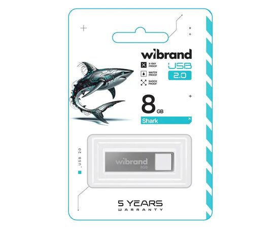 USB флеш накопитель Wibrand 8GB Shark Silver USB 2.0 (WI2.0/SH8U4S), изображение 2 USB флеш накопитель Wibrand 8GB Shark Silver USB 2.0 (WI2.0/SH8U4S), изображение 2