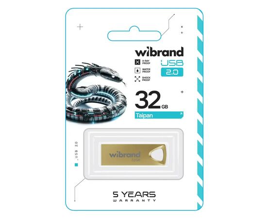 USB флеш накопитель Wibrand 32GB Taipan Gold USB 2.0 (WI2.0/TA32U2G), изображение 2 USB флеш накопитель Wibrand 32GB Taipan Gold USB 2.0 (WI2.0/TA32U2G), изображение 2