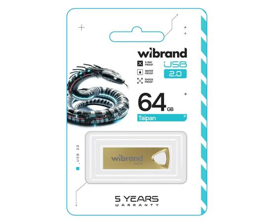 USB флеш накопитель Wibrand 64GB Taipan Gold USB 2.0 (WI2.0/TA64U2G), изображение 2 USB флеш накопитель Wibrand 64GB Taipan Gold USB 2.0 (WI2.0/TA64U2G), изображение 2