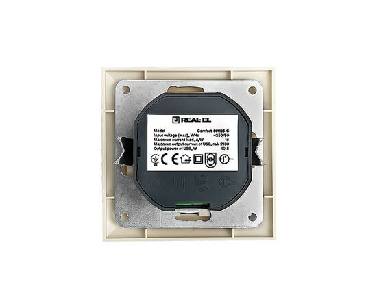 USB розетка REAL-EL Розетка USB (Comfort-60025-C), изображение 2 USB розетка REAL-EL Розетка USB (Comfort-60025-C), изображение 2