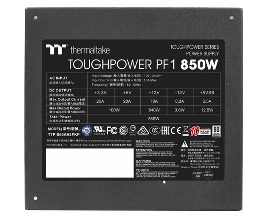 Блок питания ThermalTake 850W Toughpower PF1 (PS-TPD-0850FNFAPE-1), изображение 6