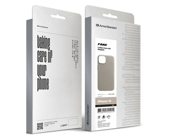 Чехол для мобильного телефона Armorstandart FAKE Leather Case Apple iPhone 15 Grey (ARM76289), изображение 5 Чехол для мобильного телефона Armorstandart FAKE Leather Case Apple iPhone 15 Grey (ARM76289), изображение 5