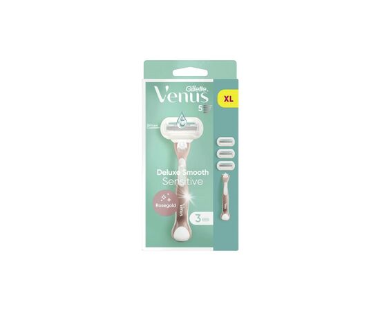 Бритва Gillette Venus Extra Smooth Sensitive RoseGold с 3 сменными картриджами (7702018609994), изображение 2 Бритва Gillette Venus Extra Smooth Sensitive RoseGold с 3 сменными картриджами (7702018609994), изображение 2
