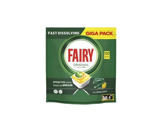 Таблетки для посудомоечных машин Fairy Original All in One Lemon 100 шт. (8700216237383), изображение 2 Таблетки для посудомоечных машин Fairy Original All in One Lemon 100 шт. (8700216237383), изображение 2