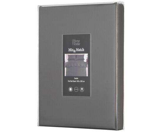 Простынь Ardesto Mix&Match Premium 100% хлопок, сатин серый 240х260 см (ART2426FSY), изображение 2