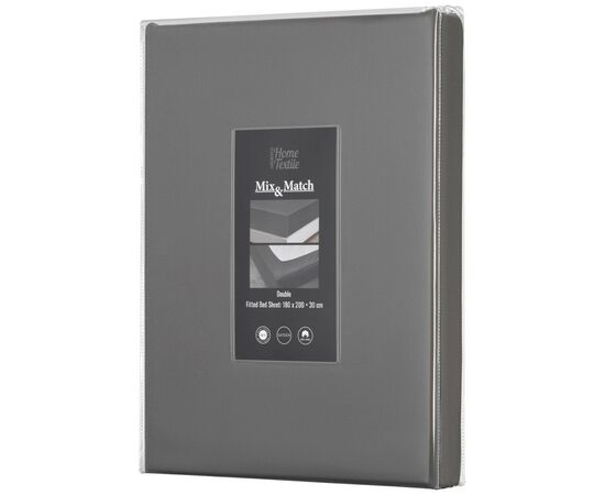 Простынь Ardesto на резинке Mix&Match Premium, 100% хлопок, сатин серый 160х200+30 см (ART1620FSY), изображение 2 Простынь Ardesto на резинке Mix&Match Premium, 100% хлопок, сатин серый 160х200+30 см (ART1620FSY), изображение 2
