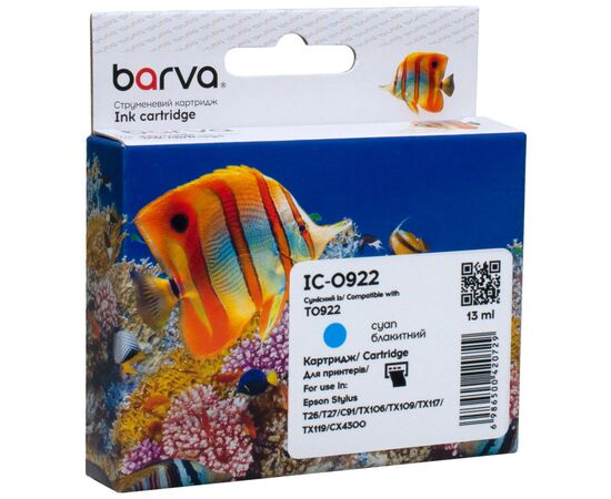 Картридж Barva Epson T0922/T1082 (C13T10824A10) 500ст, cyan (IC-0922)
