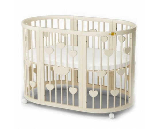 Ліжечко Ingvart SMART BED ROUND з сердечками сл. кістка (1341015)