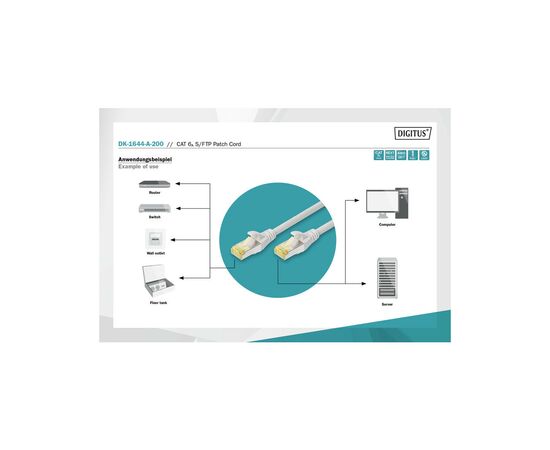 Патч-корд 20м, CAT 6a S-FTP, AWG 26/7, Cu, LSZH, gray Digitus (DK-1644-A-200), зображення 4 Патч-корд 20м, CAT 6a S-FTP, AWG 26/7, Cu, LSZH, gray Digitus (DK-1644-A-200), зображення 4