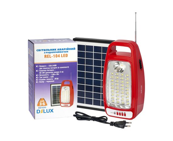 Фонарь Delux REL-104 (6V4,5Ah) 36 LED 12W+1W (90018291), изображение 3 Фонарь Delux REL-104 (6V4,5Ah) 36 LED 12W+1W (90018291), изображение 3